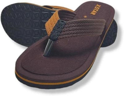 xstar Men Flip Flops(Black, Brown , 9)