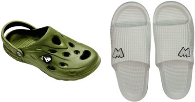 BLIBBERS Men Slides(Green, Grey , 8)