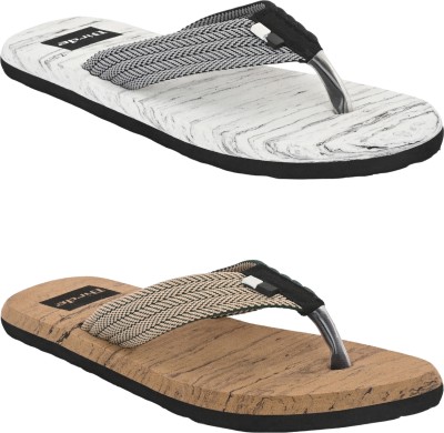 BIRDE Men Pack Of 2 Combo Comfortable Slippers & Flip Flop For Men Slippers(Grey, Brown , 7)