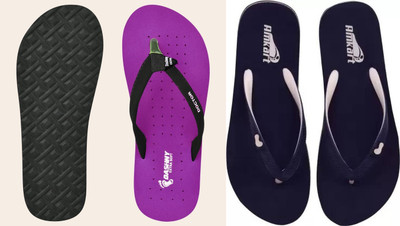 DASHNY Women Flip Flops(Purple, Navy , 8)