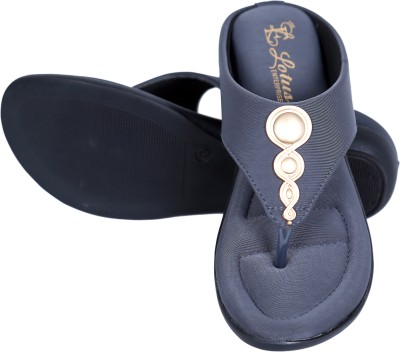 lotus enterprise Women Flip Flops(Grey , 10)