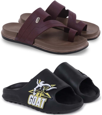 Pampy Angel Men Slippers(Maroon, Black , 7)