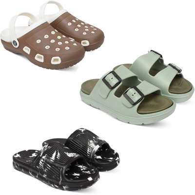 Acorn Men Slides(Brown, Olive, Black , 6)