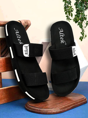 Altek Men Flip Flops(Black , 7)
