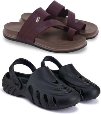 Pampy Angel Men Slippers(Maroon, Black, Brown , 6)