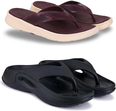 KAPYANSH Men Slippers(Maroon, Black , 9)
