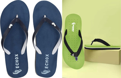 DASHNY Women Flip Flops(Green, Navy , 3)