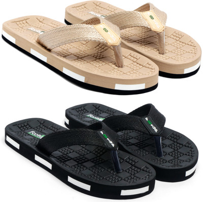 Footup Men Slippers(Beige, Black , 6)