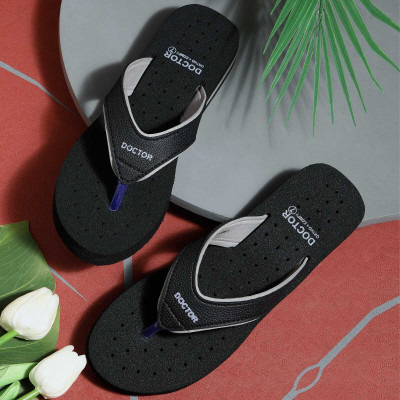 DOCTOR ORTHO PLUS COMFY Women Slippers(Black , 7)