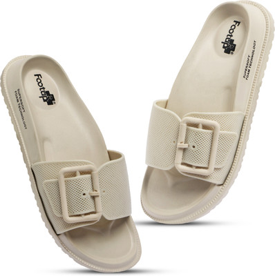 Footup Women Flip Flops(Beige , 8)