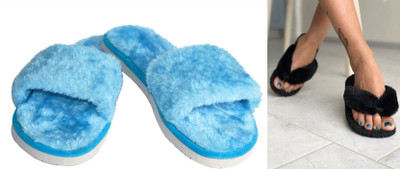 rexizone Women Slides(Black, Blue , 7)