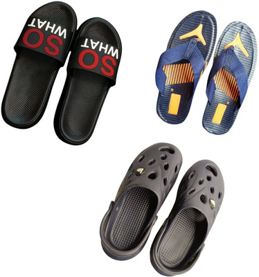 BLIBBERS Men Slippers(Blue, Black, Grey , 7)