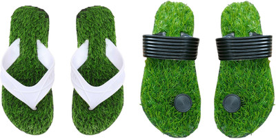 skyflip Men Slides(Black, White , 6)