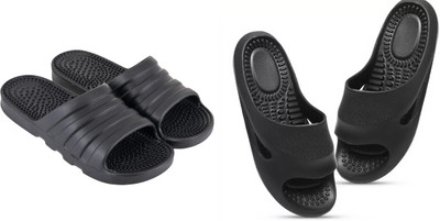 SoleSaga Men Slippers(Black , 8)