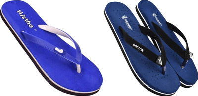 DASHNY Women Flip Flops(Navy, Blue , 5)