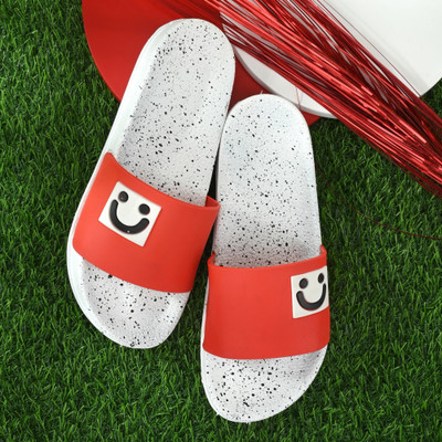 Shoe Island Men Slides(Red, White , 7)