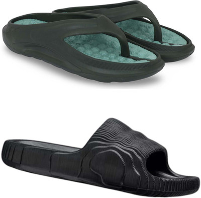 Kapani Fashion Men Slippers(Green, Black , 6)
