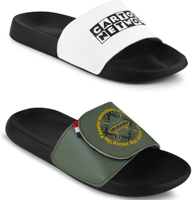 Foot Print Men Slides(Olive , 11)