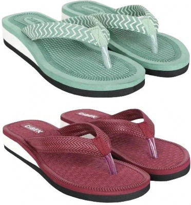 CIBEK Women Doctor step with cibek comfortable extra soft daily wear women slipper pack of 2 Flip Flops(Multicolor , 6)