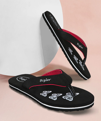 BIZLER Women Soft Ortho Slippers | Lightweight, Non-Slip & Stylish Daily Wear Flip Flops(Black , 6)