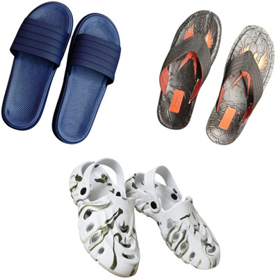 BLIBBERS Men Slippers(Blue, Black, White , 9)
