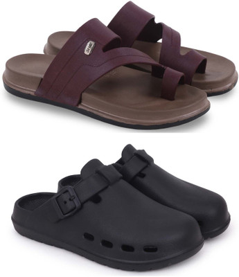 Pampy Angel Men Slippers(Maroon, Black, Brown , 8)