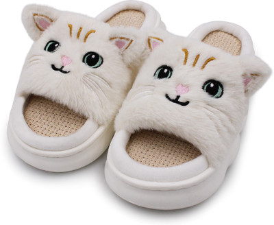 VRITRAZ Women Slippers(White , 5)