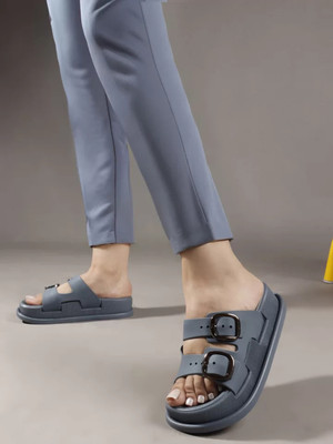 Layasa Women Flip Flops(Grey , 6)