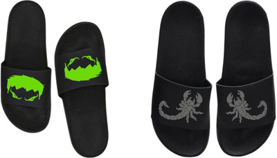 nvisan Men Slides(Green, Grey, Black , 10)