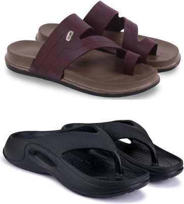 Kapani Fashion Men Slippers(Maroon, Black , 8)