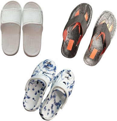 BLIBBERS Men Slippers(White, Black, Multicolor , 9)