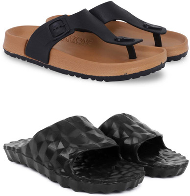 Pampy Angel Men Slippers(Beige, Black , 9)