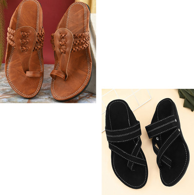 rajeraj Men Sandals(Brown, Black , 11)