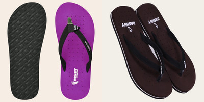 DASHNY Women Flip Flops(Purple, Brown , 7)