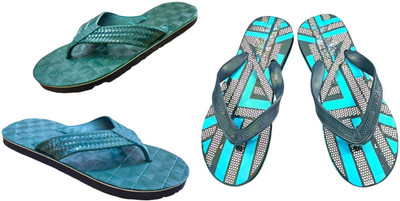 Mikro Men Slippers(Blue, Green , 7)