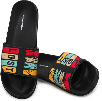 BEWAKOOF Men Slides(Black , 8)