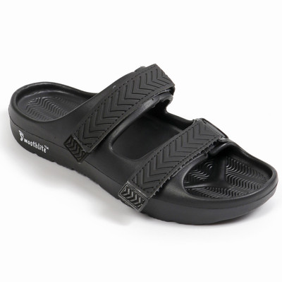 Smoothlite Men Ultra Soft Slipper with PU, Adjustable Strap, Anti Slip, Daily Usage Flip Flops(Black , 9)