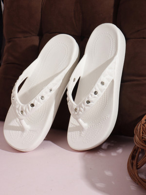 Clogsy Women Flip Flops(White , 7)