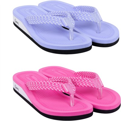 Dashny Women EXTRA SOFT HEEL Ortho Care Orthopaedic Comfort Slippers For Women & Girls Flip Flops(Purple, Pink 5)