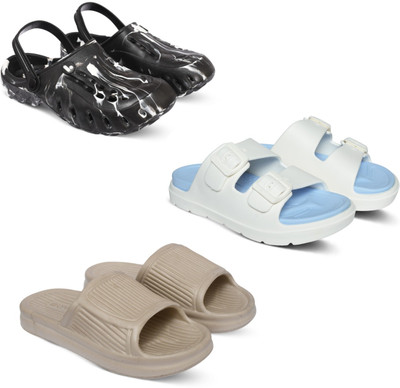 Acorn Men Slides(Black, Blue, Beige , 8)