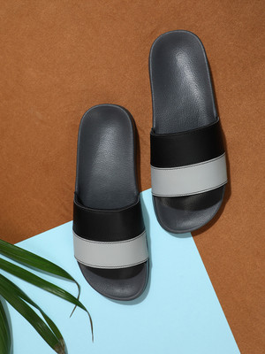 HUMMEL Men Slides(Grey, Black , 10)