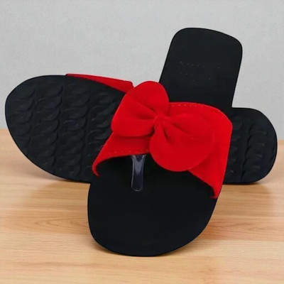 FABLARY Women Slides(Red , 3)