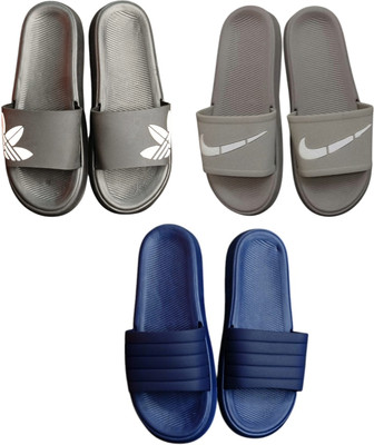BLIBBERS Men Slides(Grey, Grey, Blue , 7)