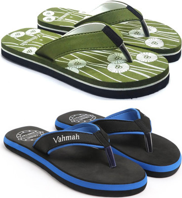 VAHMAH Women Slippers(Green, Blue , 7)
