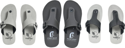 FROSTA Men Slippers(Black, Grey , 10)