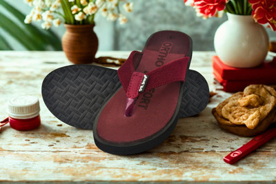 DR STTEP Women Soft Ortho Slippers for Women | Comfortable Anti-Skid Flip Flops Daily Use Slippers(Maroon , 10)