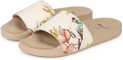 yoho Women Tropica Printed Comfortable Women Slides Stylish & Waterproof | Ladies Slippers Slides(Brown , 5)