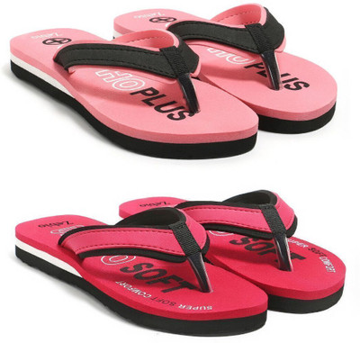 zebio Women Slippers(Pink, Black, Red, Black , 5)