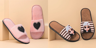 Y key Women Flip Flops(Brown, Pink , 7)