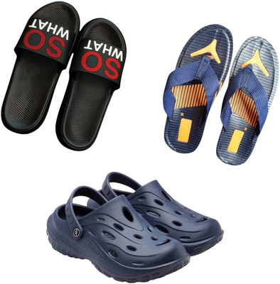 BLIBBERS Men Slippers(Black, Blue, Navy , 9)